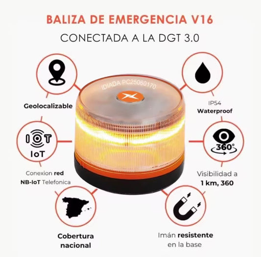 Baliza V16 Homologada DGT con Geolocalizador y Luz LED