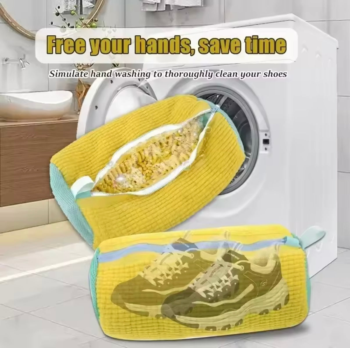 Bolsa protectora para lavar zapatillas en lavadora – Funda de microfibra con cremallera