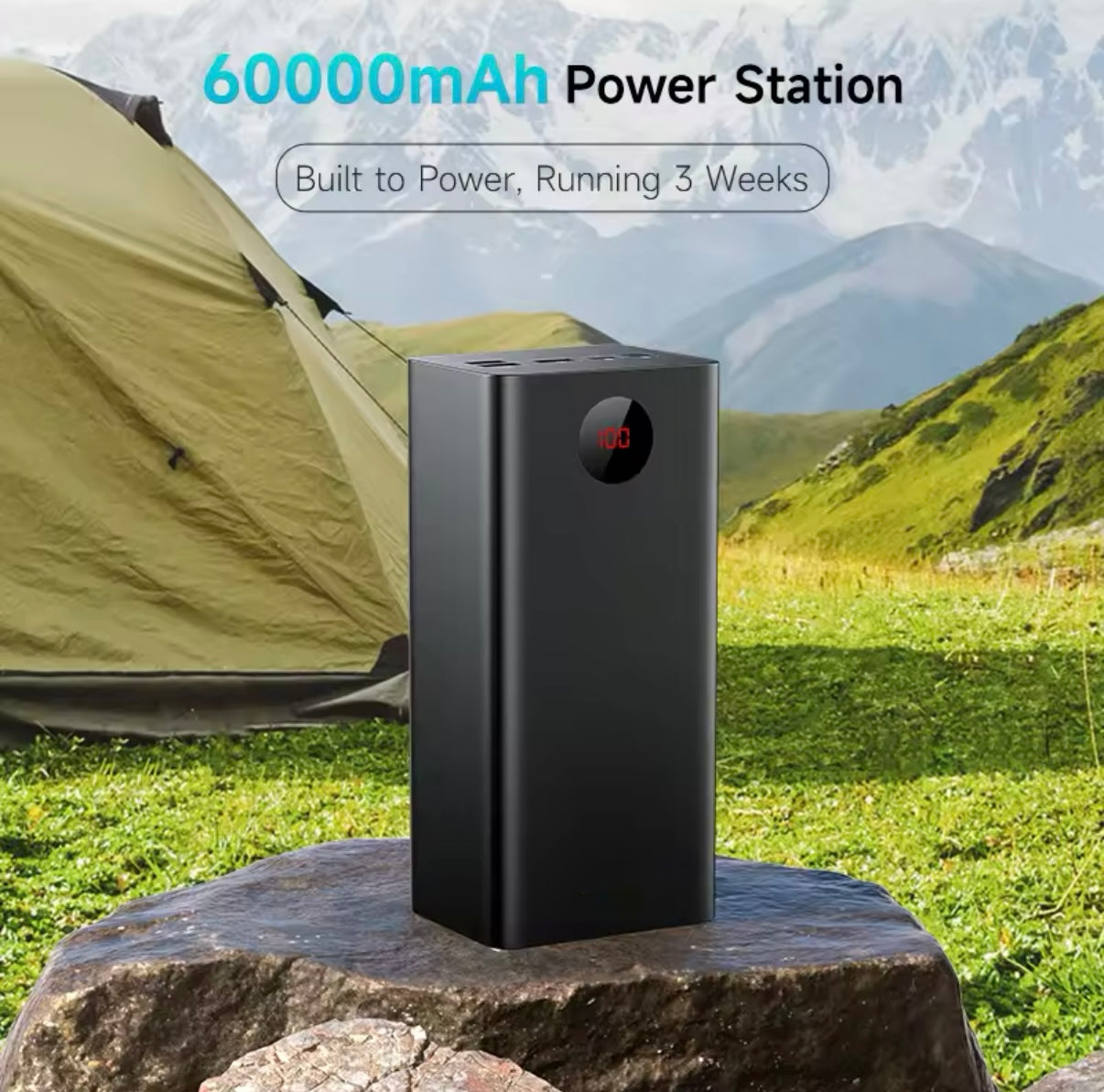 60000mAh potente banco de energía QC18W 22,5 W SCP carga rápida batería externa cargador portátil, carga tu movil hasta 13 veces.