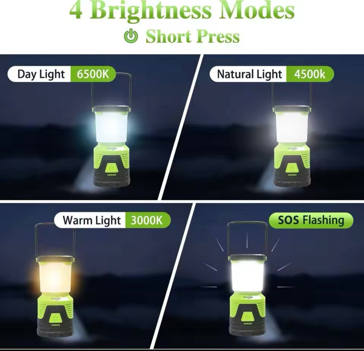 Lámpara Camping IP54 con batería 5000mAh para cargar el movil, Linterna de Camping Led Recargable Luces de Campamento 1000LM, Linterna para Interrupciones de Energía, Emergencia, Cable USB Incluido