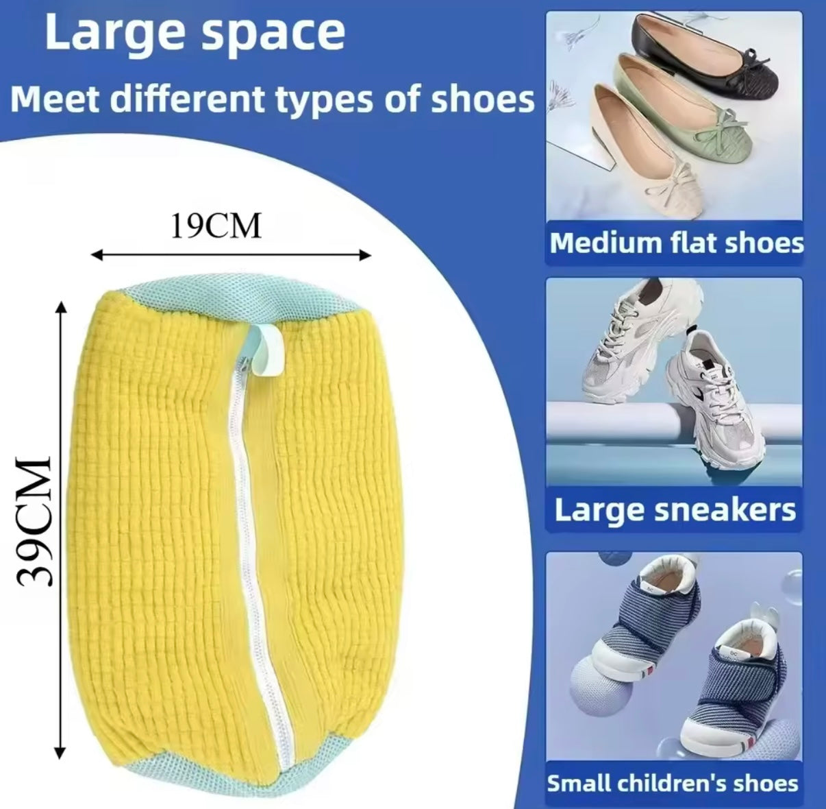 Bolsa protectora para lavar zapatillas en lavadora – Funda de microfibra con cremallera