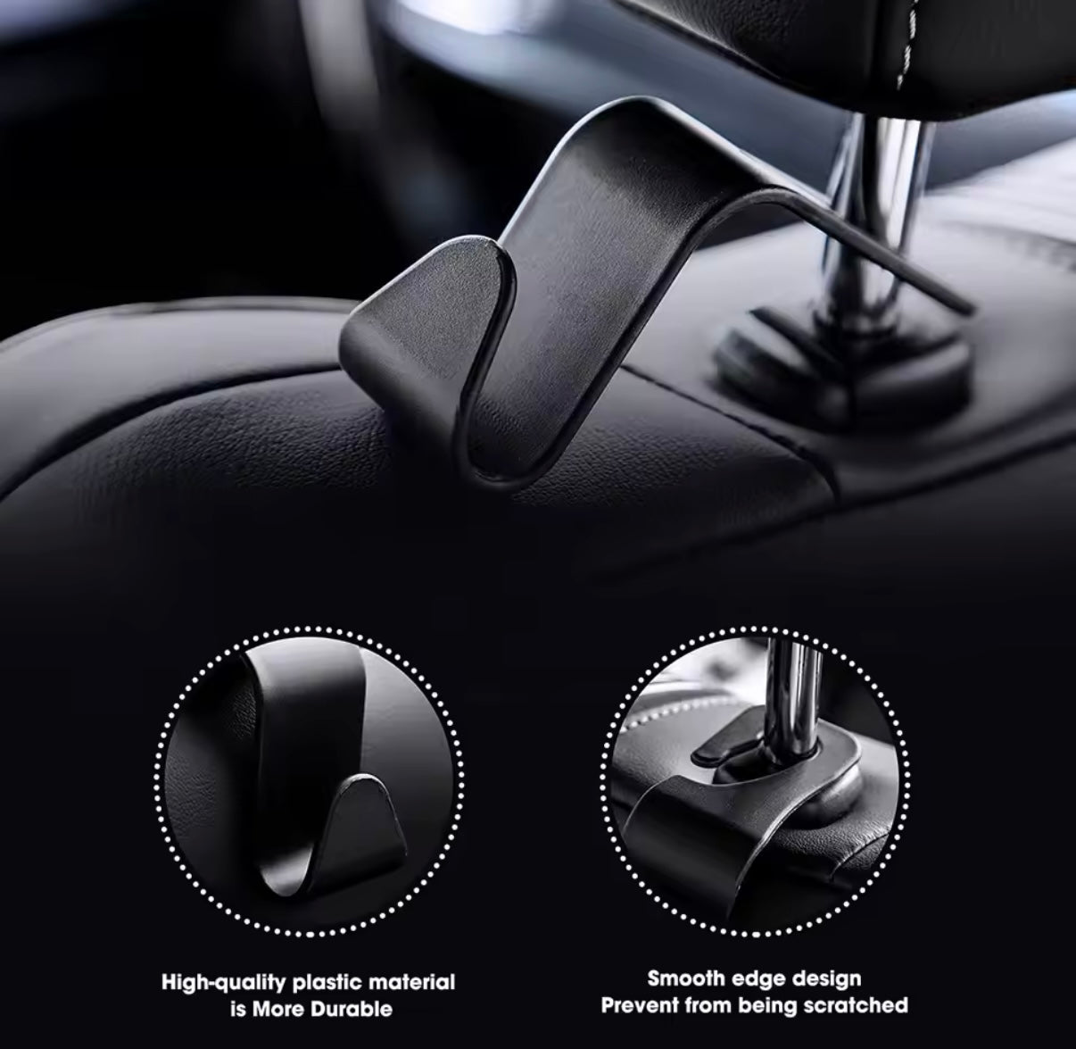4 Ganchos,soporte organizador para reposa cabezas del asiento delantero, perchas de sujeción automática, accesorios interiores de almacenamiento para coche