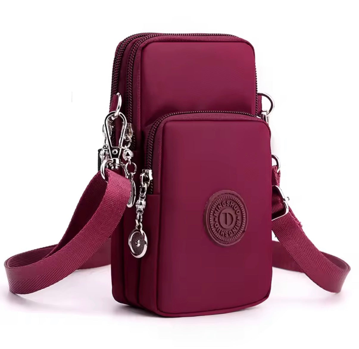 Bolso para móvil de nailon para mujer | Bandolera pequeña y cartera de viaje con correa