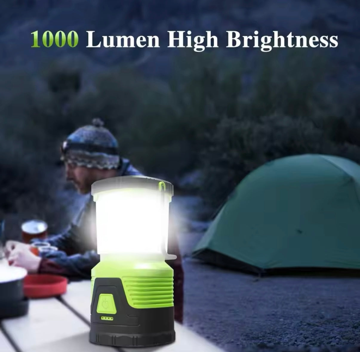 Lámpara Camping IP54 con batería 5000mAh para cargar el movil, Linterna de Camping Led Recargable Luces de Campamento 1000LM, Linterna para Interrupciones de Energía, Emergencia, Cable USB Incluido