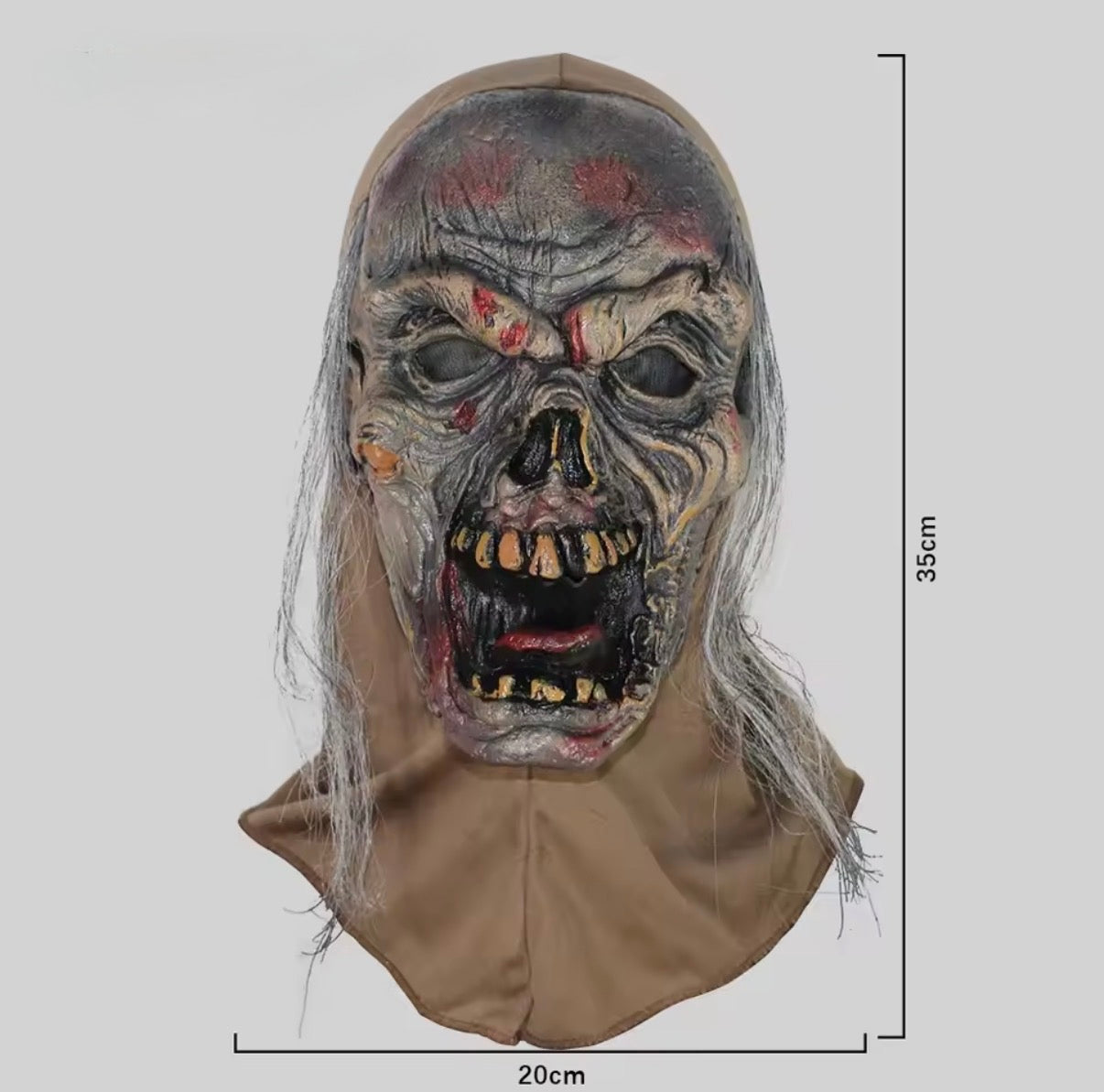 Máscara de zombi blanco gritando 🧟♂️ | Calavera de terror para Halloween y cosplay de miedo