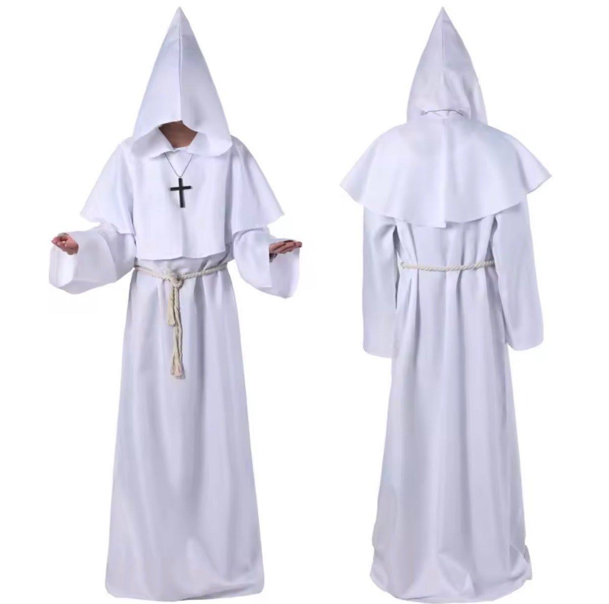 Disfraz de mago o monje medieval con capucha 🧙♂️ | Bata de Halloween o sacerdote antiguo