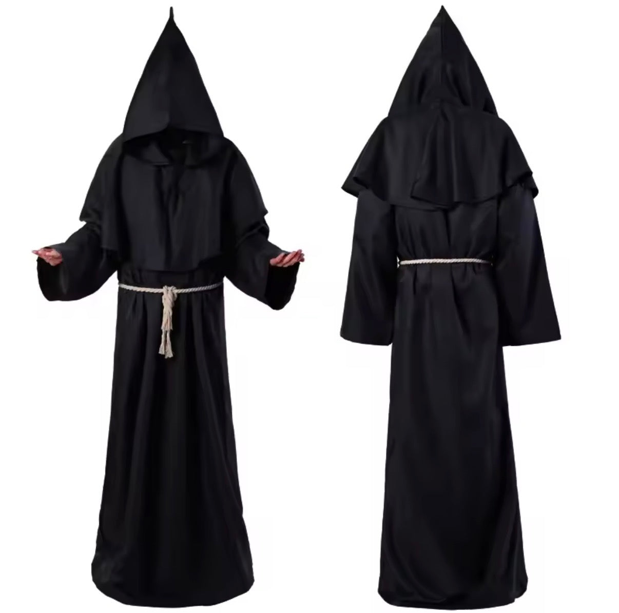 Disfraz de mago o monje medieval con capucha 🧙♂️ | Bata de Halloween o sacerdote antiguo