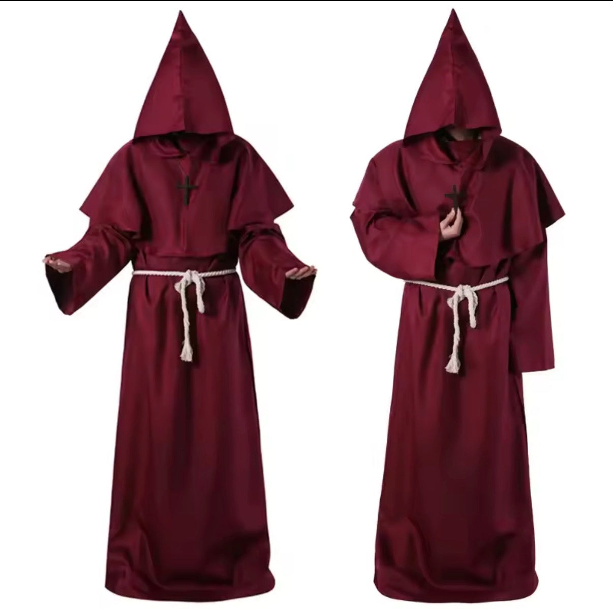 Disfraz de mago o monje medieval con capucha 🧙♂️ | Bata de Halloween o sacerdote antiguo