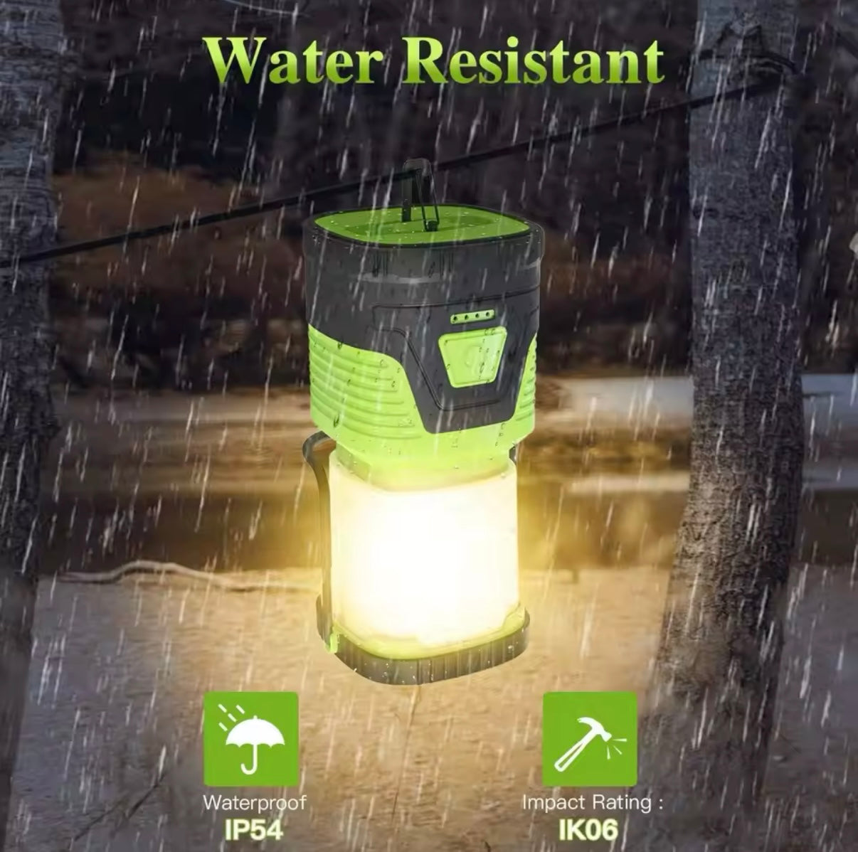 Lámpara Camping IP54 con batería 5000mAh para cargar el movil, Linterna de Camping Led Recargable Luces de Campamento 1000LM, Linterna para Interrupciones de Energía, Emergencia, Cable USB Incluido