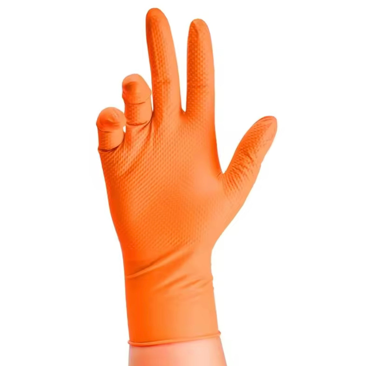 50 ud-Guantes de nitrilo naranja de alta resistencia, guantes desechables industriales de 8 mil con agarre con textura de diamante para seguridad mecánica y guantes de trabajo