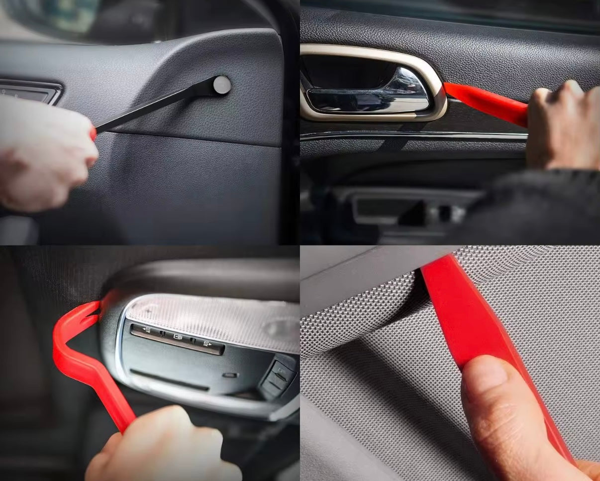 Estuche de herramientas de reparación para el automóvil, herramienta de extracción de embellecedor de panel de puerta, desmontaje de interior automático y palanca de coche