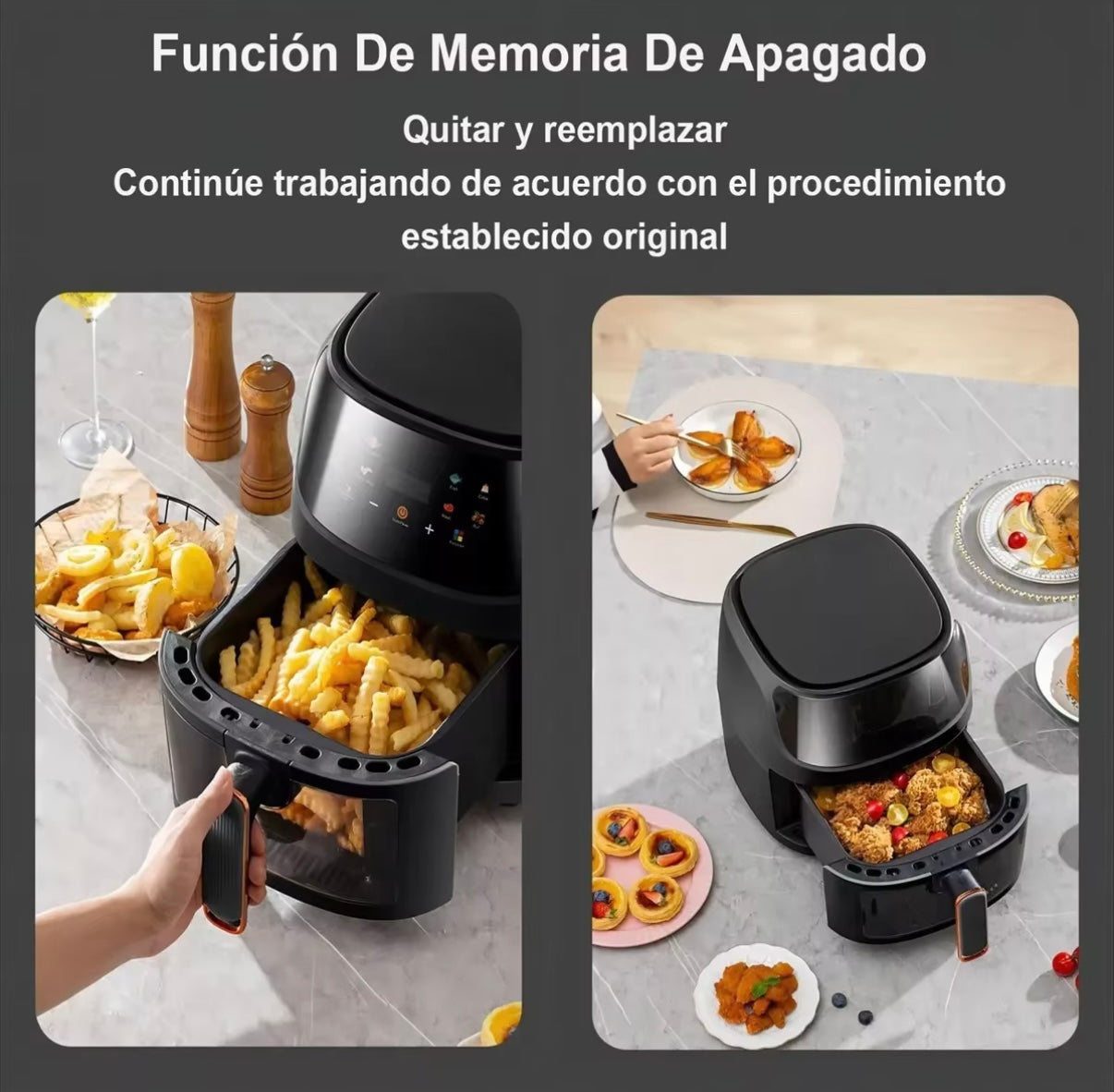 Freidora de aire inteligente con pantalla LCD, horno sin aceite para freír patatas fritas y pollo a la parrilla, gran capacidad, 2400W, 8L