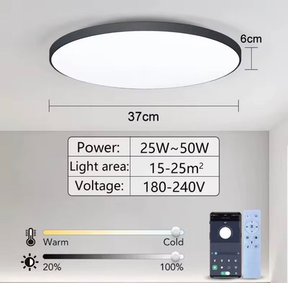 Lámpara de techo LED inteligente regulable con control remoto y App – Moderna para dormitorio y sala de estar (50W, 220V)