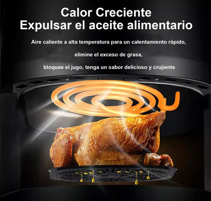 Freidora de aire inteligente con pantalla LCD, horno sin aceite para freír patatas fritas y pollo a la parrilla, gran capacidad, 2400W, 8L
