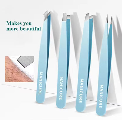 Pinzas para cejas de alta calidad, extractor de pelos finos, pinzas para cejas inclinadas de acero inoxidable