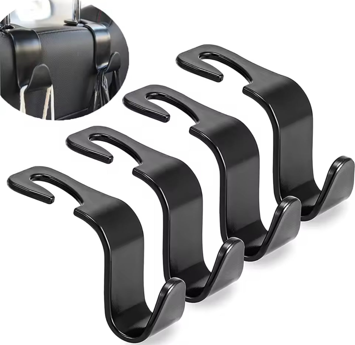 4 Ganchos,soporte organizador para reposa cabezas del asiento delantero, perchas de sujeción automática, accesorios interiores de almacenamiento para coche