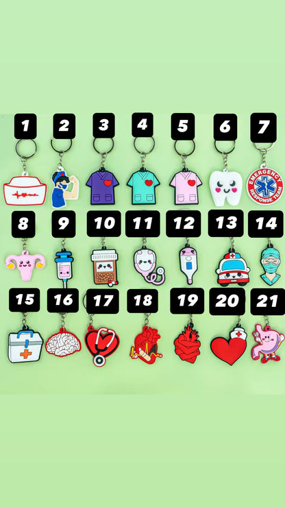 LLaveros de goma de PVC para enfermeras.