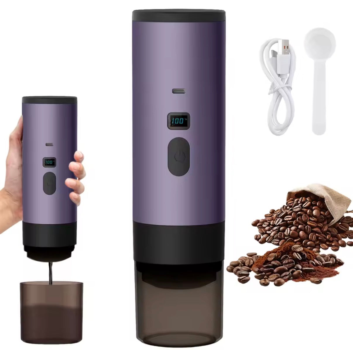 Cafetera de Viaje Inalámbrica | Espresso, Cápsulas y Prensa 3 en 1