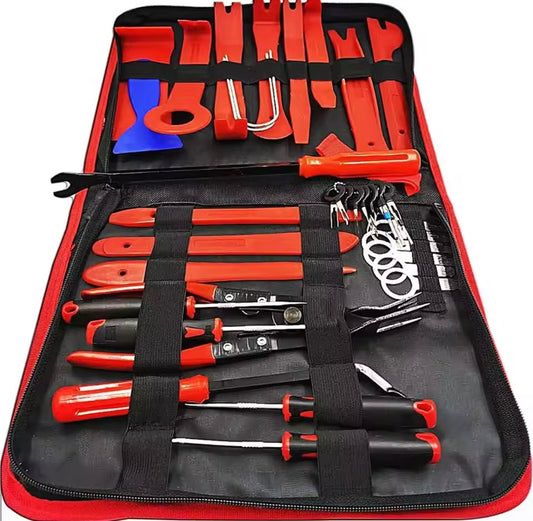 Estuche de herramientas de reparación para el automóvil, herramienta de extracción de embellecedor de panel de puerta, desmontaje de interior automático y palanca de coche