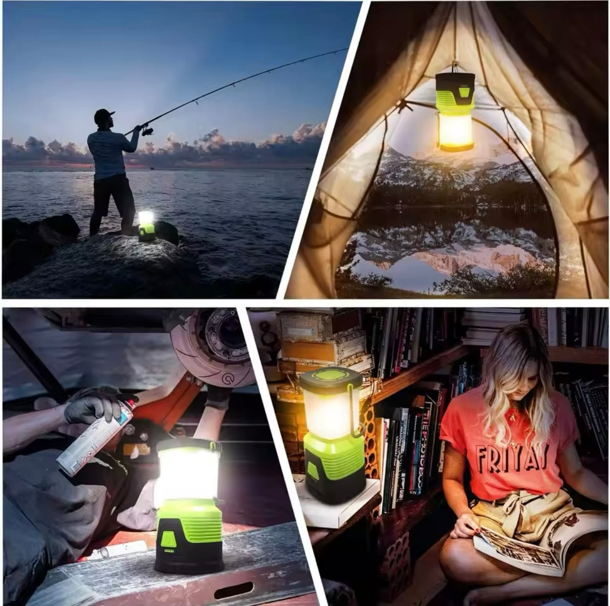 Lámpara Camping IP54 con batería 5000mAh para cargar el movil, Linterna de Camping Led Recargable Luces de Campamento 1000LM, Linterna para Interrupciones de Energía, Emergencia,  Cable USB Incluido