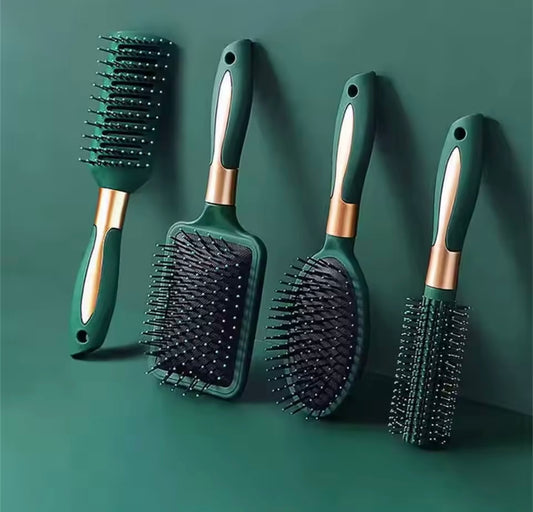 Pack 4-cepillos para el cuero cabelludo, desenredante, antiestático, salón, SPA, herramienta de estilismo de peluquería, ovalado y redondo