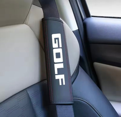 2 uds cubierta de cuero para cinturón de seguridad de coche. Almohadillas protectoras para Volkswagen Golf