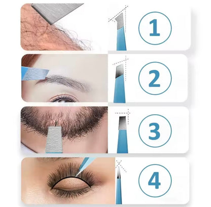 Pinzas para cejas de alta calidad, extractor de pelos finos, pinzas para cejas inclinadas de acero inoxidable