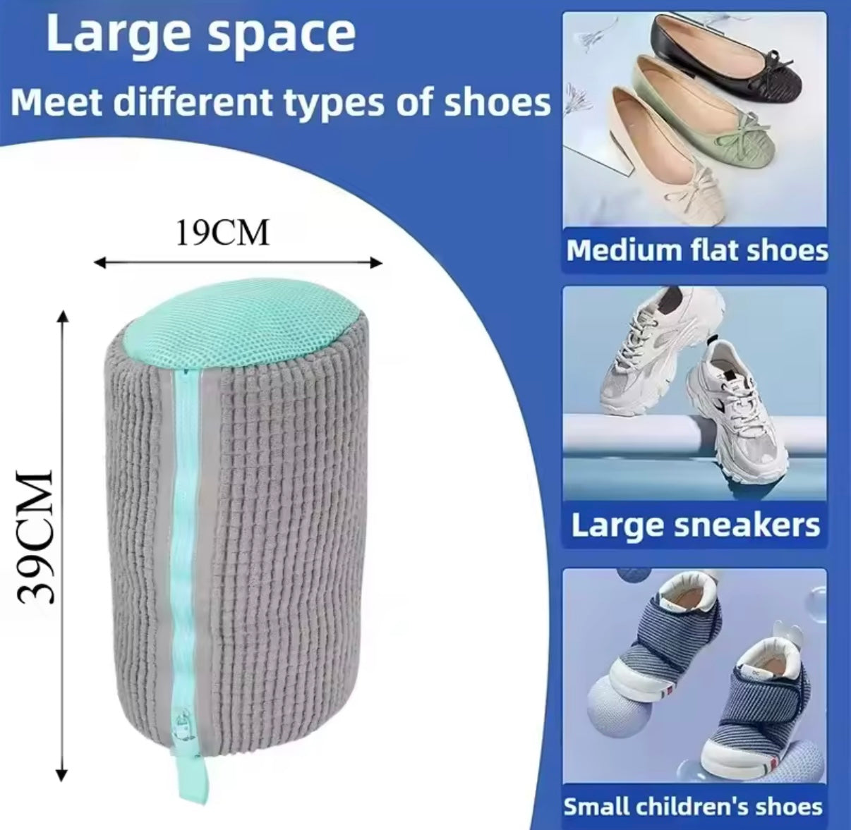 Bolsa protectora para lavar zapatillas en lavadora – Funda de microfibra con cremallera
