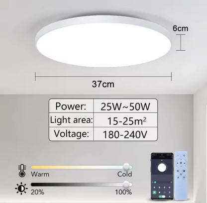 Lámpara de techo LED inteligente regulable con control remoto y App – Moderna para dormitorio y sala de estar (50W, 220V)