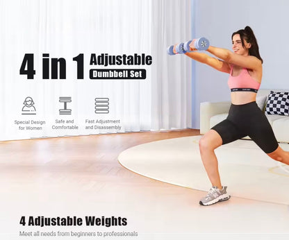 Mancuernas ajustables 4 en 1 – Juego de pesas de mano 1 kg, 2 kg, 3 kg y 4 kg para entrenar en casa