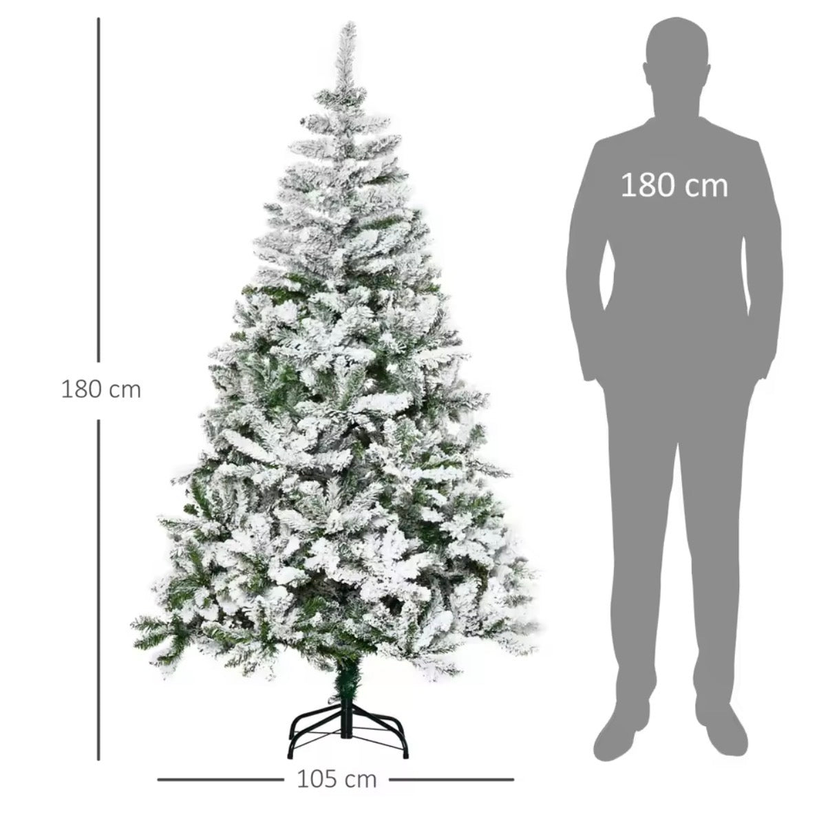 Árbol de Navidad Artificial 120/180 cm con Nieve y 750 Ramas
