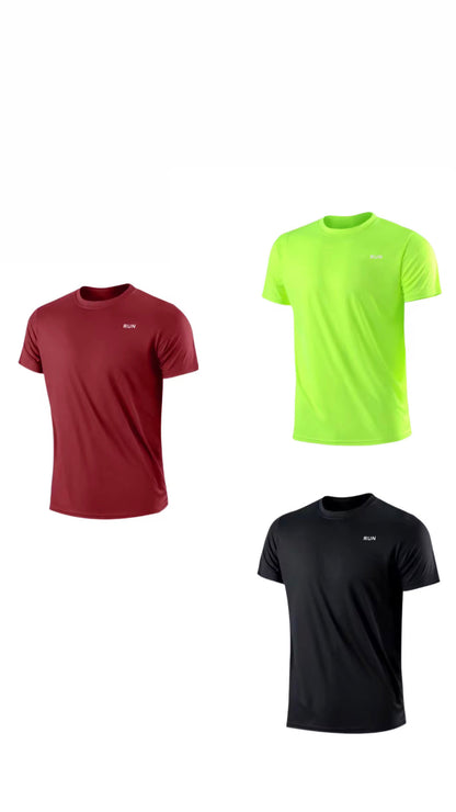 Pack 3 Camisetas Deportivas Hombre | Transpirable, Secado Rápido y Ligera | Running, Gimnasio, Fitness, Entrenamiento, Crossfit