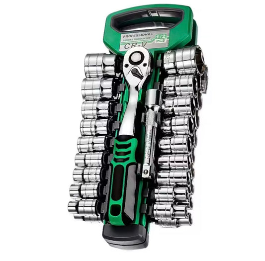 21 Ud-Juego de casquillos  1/4 "-3/8"-1/2", llaves de trinquete, casquillos compactos para reparación de automóviles, herramienta mecánica para reparación de automóviles