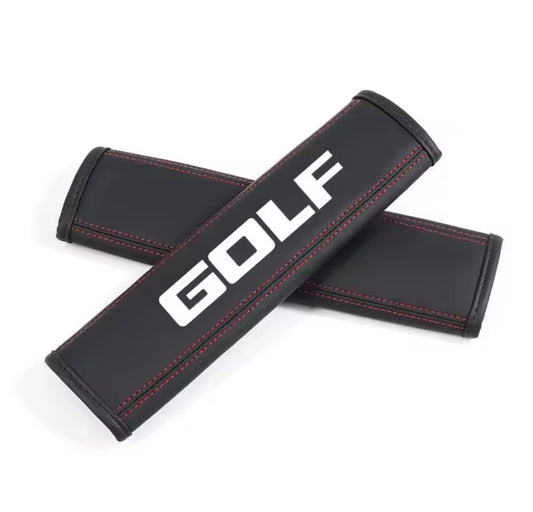 2 uds cubierta de cuero para cinturón de seguridad de coche. Almohadillas protectoras para Volkswagen Golf