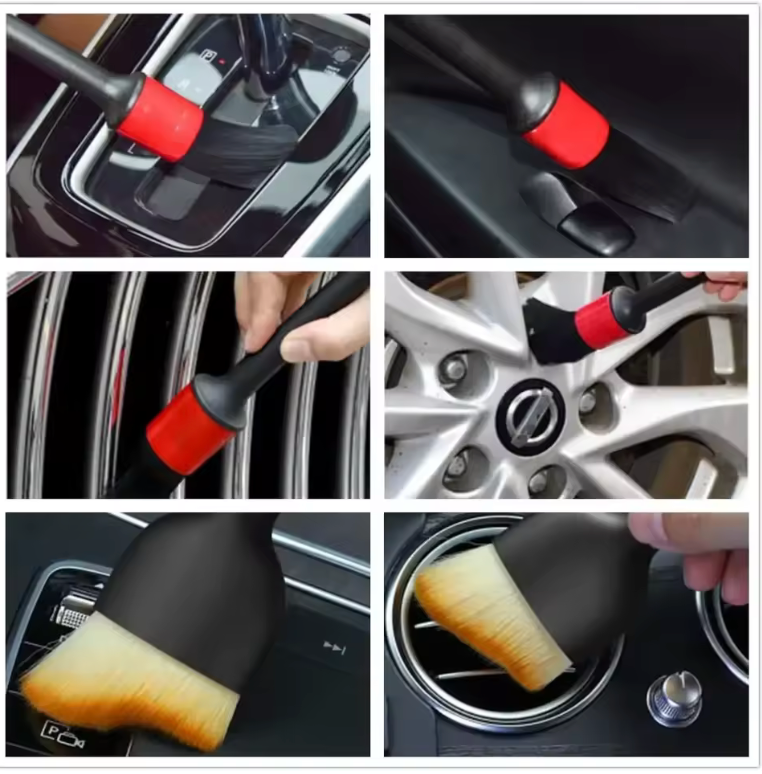 Juego de 6 cepillos para detalles de cuidado de lavado de coches, para limpiar ruedas, salpicaderos, salidas y más, cepillos de limpieza para automóviles, accesorios para automóviles