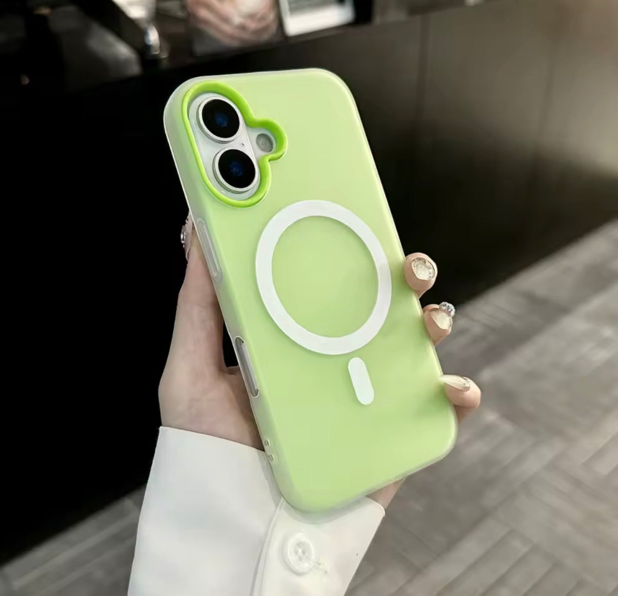 Funda Magsafe Mate Caramelo 2 en 1 para iPhone 17/16/15/14/13– Transparente y Magnética