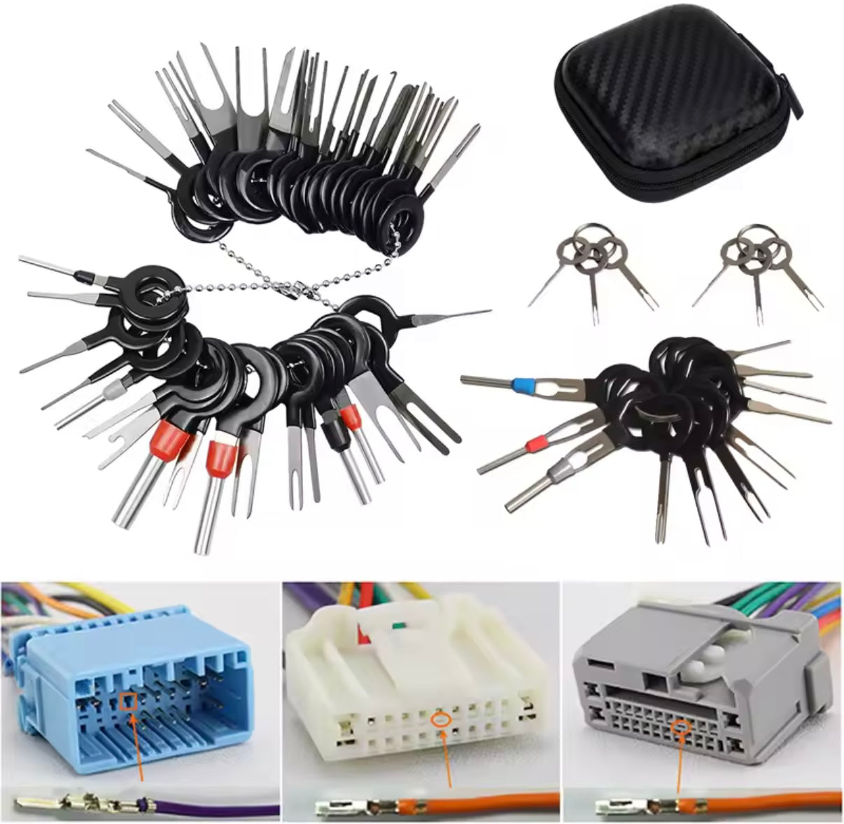 Kit Extractor de Pines 26 Piezas con Estuche – Herramienta Profesional para Conectores Eléctricos