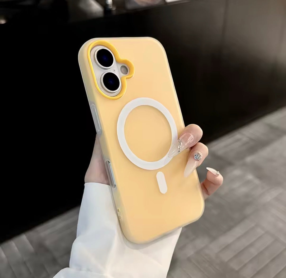 Funda Magsafe Mate Caramelo 2 en 1 para iPhone 17/16/15/14/13– Transparente y Magnética