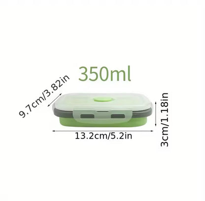 Fiambrera plegable de silicona para ahorro de espacio.