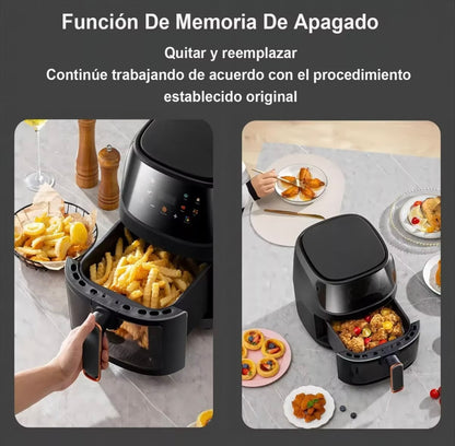 Freidora de aire inteligente con pantalla LCD, horno sin aceite para freír patatas fritas y pollo a la parrilla, gran capacidad, 2400W, 8L
