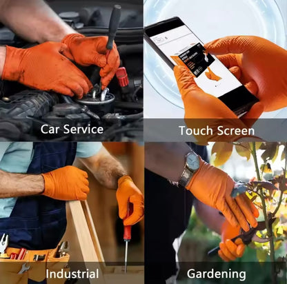 50 ud-Guantes de nitrilo naranja de alta resistencia.