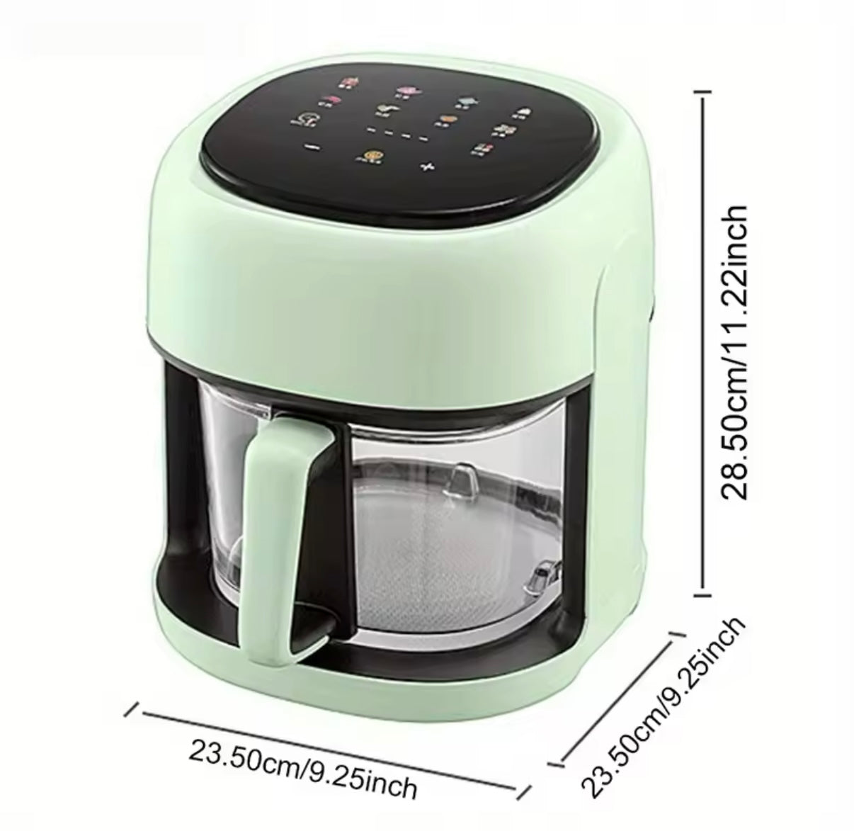 Freidora de aire eléctrica inteligente de cristal, 4,5L, cocina doméstica automática sin aceite 360º panel táctil.